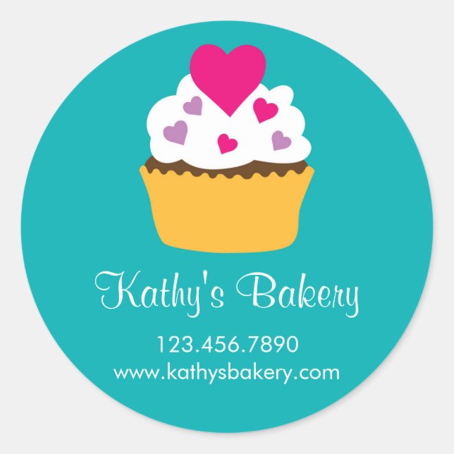 Adesivo Redondo Vinheta Cupcake (Frente)