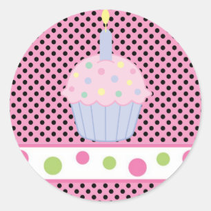 Adesivo Redondo Vinheta/Cupcake