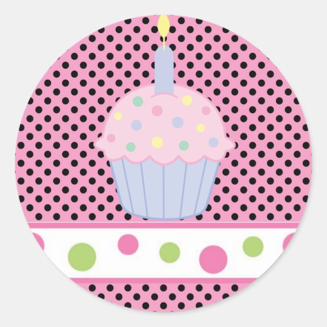 Adesivo Redondo Vinheta/Cupcake (Frente)