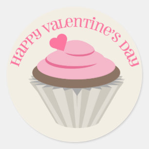 Adesivo Redondo Vinheta Cupcake rosa