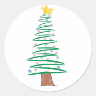 Adesivo Redondo vinheta da árvore de Natal
