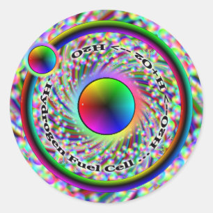 Adesivo Redondo Vinheta da célula de combustível a hidrogênio