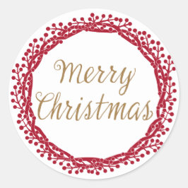 Adesivo Redondo vinheta da coroa de fruta de Natal