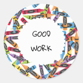 Adesivo Redondo Vinheta da Escola de Trabalho do excelente