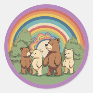 Adesivo Redondo Vinheta da família do urso bonito