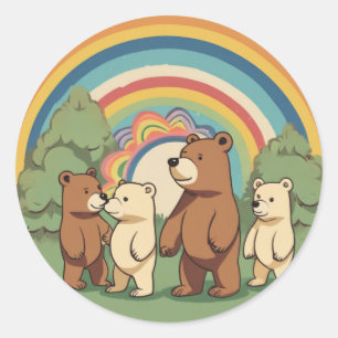 Adesivo Redondo Vinheta da família do urso bonito