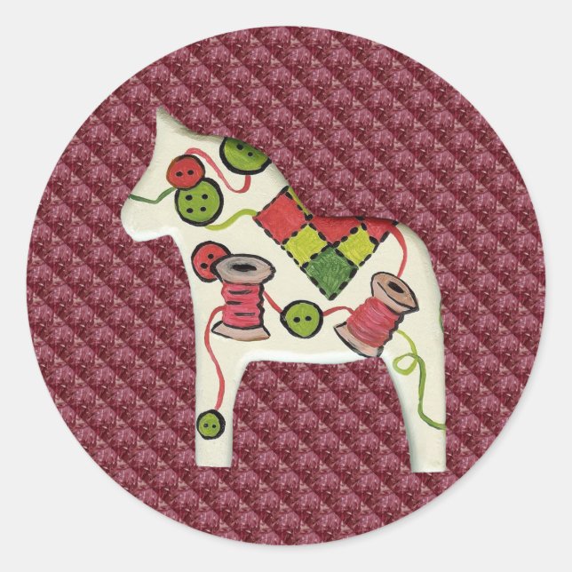 Adesivo Redondo Vinheta da sala de costura (Frente)