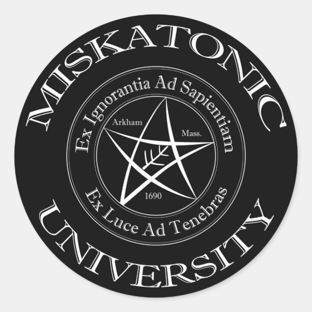 Adesivo Redondo Vinheta da Universidade Miskatonic (Frente)