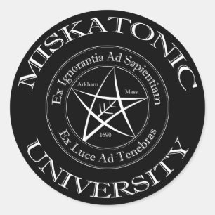 Adesivo Redondo Vinheta da Universidade Miskatonic