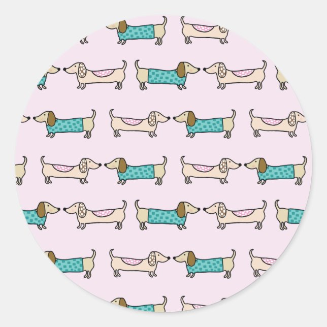 Adesivo Redondo Vinheta - Dachshances bonitos (Frente)