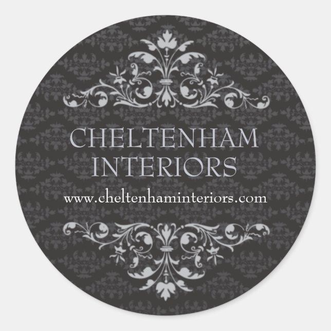 Adesivo Redondo Vinheta Damask Barroco (Frente)