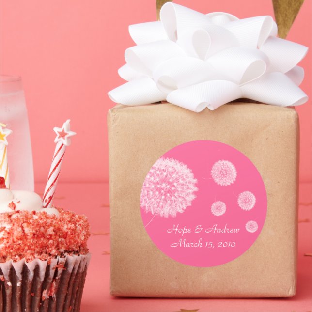 Adesivo Redondo Vinheta Dandelion Noiva e Groom (Festa)