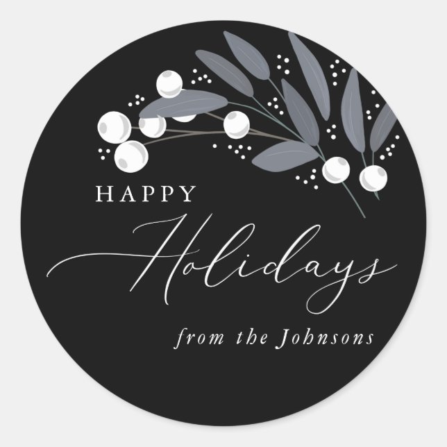 Adesivo Redondo Vinheta das Berries de Natal (Frente)