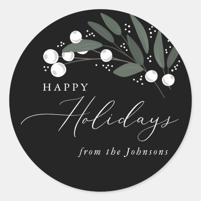 Adesivo Redondo Vinheta das Berries de Natal (Frente)