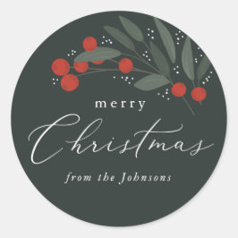 Adesivo Redondo Vinheta das Berries de Natal