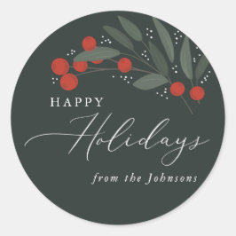 Adesivo Redondo Vinheta das Berries de Natal