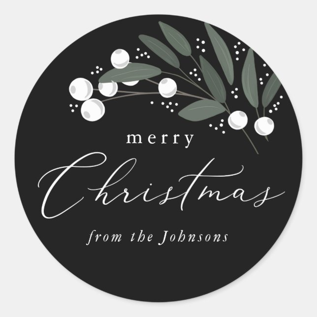 Adesivo Redondo Vinheta das Berries de Natal (Frente)