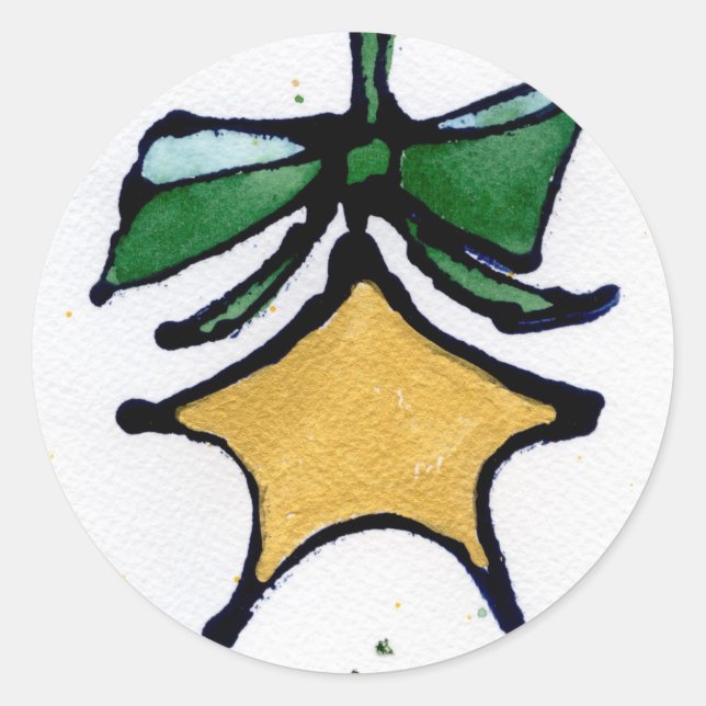 Adesivo Redondo Vinheta das Estrelas de Natal (Frente)