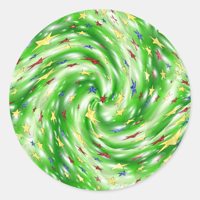 Adesivo Redondo Vinheta das Estrelas de Natal (Frente)