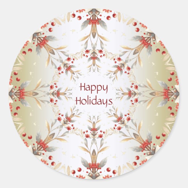 Adesivo Redondo Vinheta das Flores de Férias Modernas (Frente)