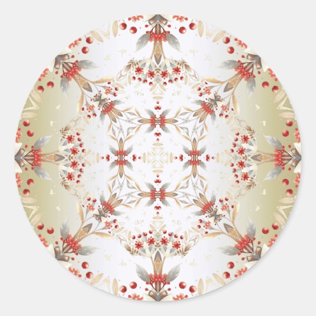 Adesivo Redondo Vinheta das Flores de Férias Modernas (Frente)
