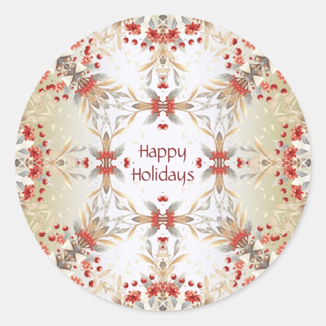 Adesivo Redondo Vinheta das Flores de Férias Modernas (Frente)
