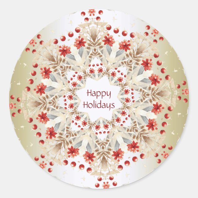 Adesivo Redondo Vinheta das Flores de Férias Modernas (Frente)