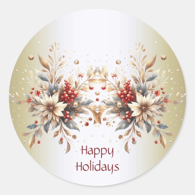 Adesivo Redondo Vinheta das Flores de Férias Modernas (Frente)