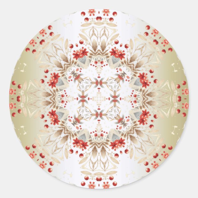 Adesivo Redondo Vinheta das Flores de Férias Modernas (Frente)