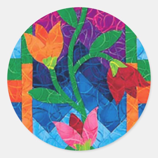 Adesivo Redondo Vinheta das Flores Inclinação (Frente)