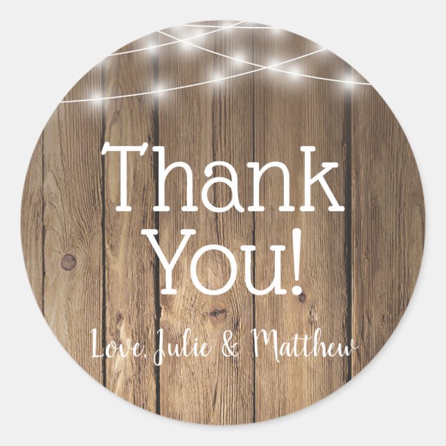 Adesivo Redondo Vinheta das luzes de CHURRASCO de madeira russa (Frente)