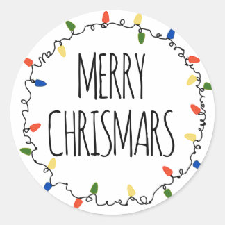 Adesivo Redondo Vinheta das luzes de Natal