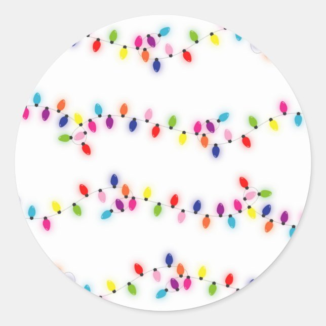 Adesivo Redondo Vinheta das luzes de Natal (Frente)