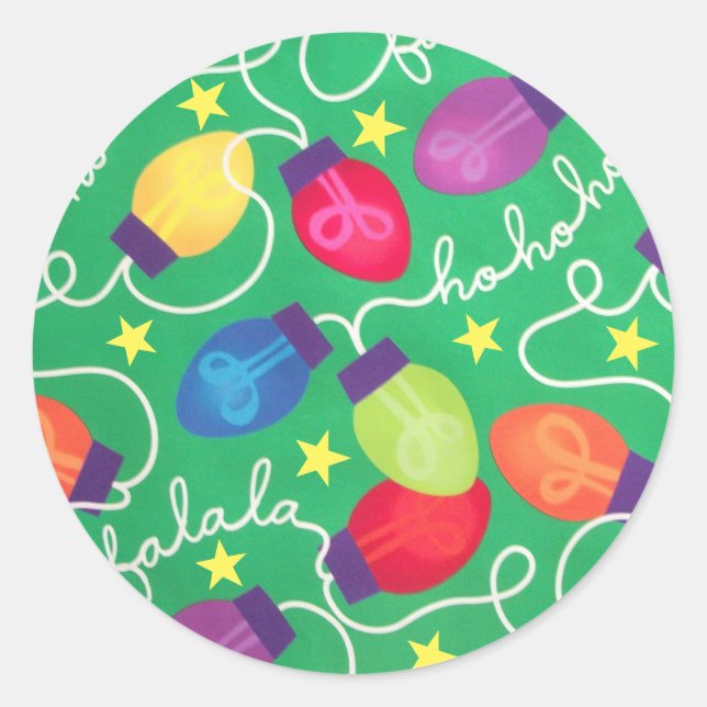 Adesivo Redondo Vinheta das luzes de Natal (Frente)