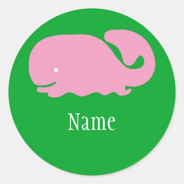 Adesivo Redondo Vinheta das raparigas de baleia rosa (Frente)
