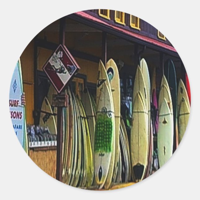 Adesivo Redondo Vinheta das Surfistas Havaianas (Frente)