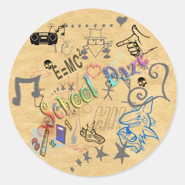 Adesivo Redondo Vinheta Daze School (Frente)