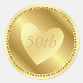 Adesivo Redondo Vinheta de 50 anos Dourada