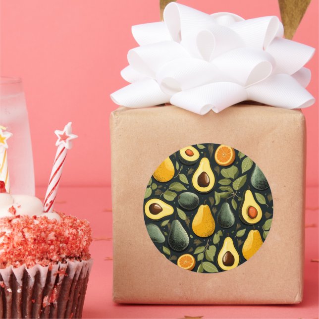 Adesivo Redondo Vinheta de abacates