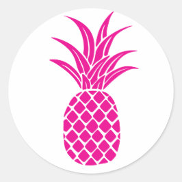 Adesivo Redondo Vinheta de abacaxi cor-de-rosa brilhante