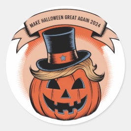 Adesivo Redondo Vinheta de Abóbora Trump Halloween