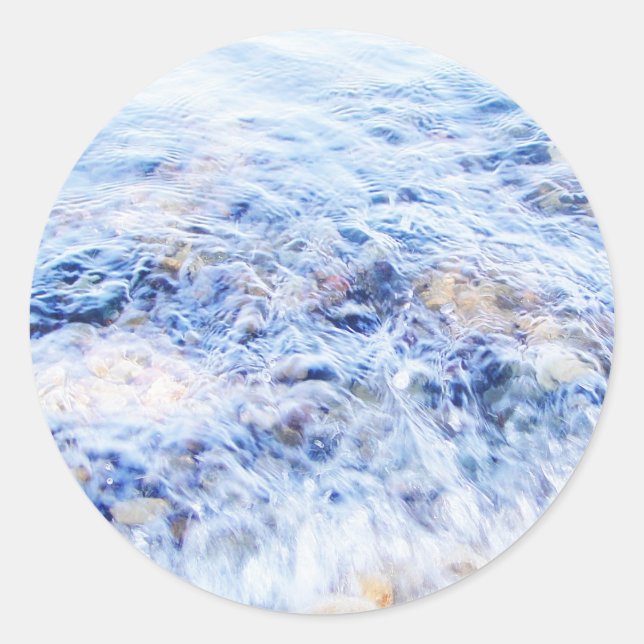 Adesivo Redondo Vinheta de água azul legal (Frente)