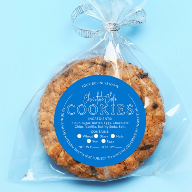 Adesivo Redondo Vinheta de algodão Chip Chocolate Azul (Criador carregado)