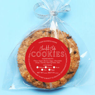 Adesivo Redondo Vinheta de algodão Chip Cookies de Chocolate Verme