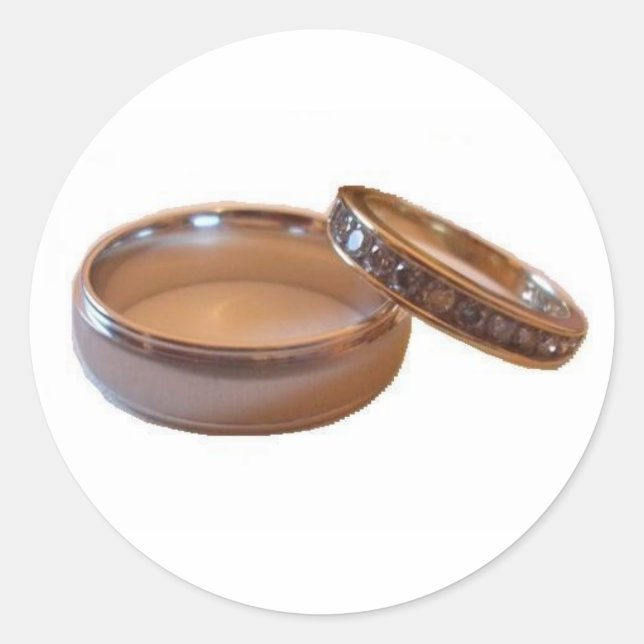 Adesivo Redondo Vinheta de Anéis de Casamento (Frente)