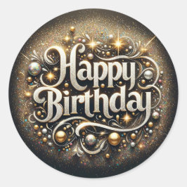 Adesivo Redondo Vinheta de aniversário