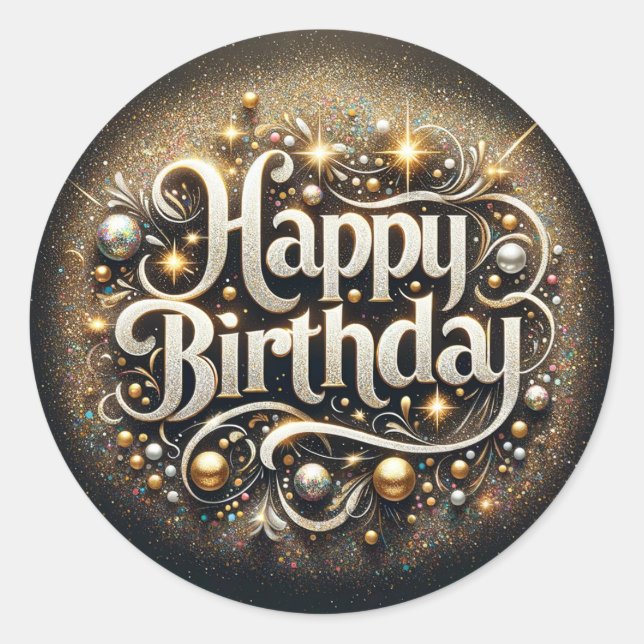 Adesivo Redondo Vinheta de aniversário (Frente)