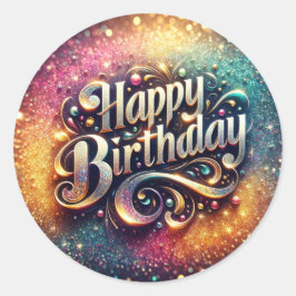 Adesivo Redondo Vinheta de aniversário