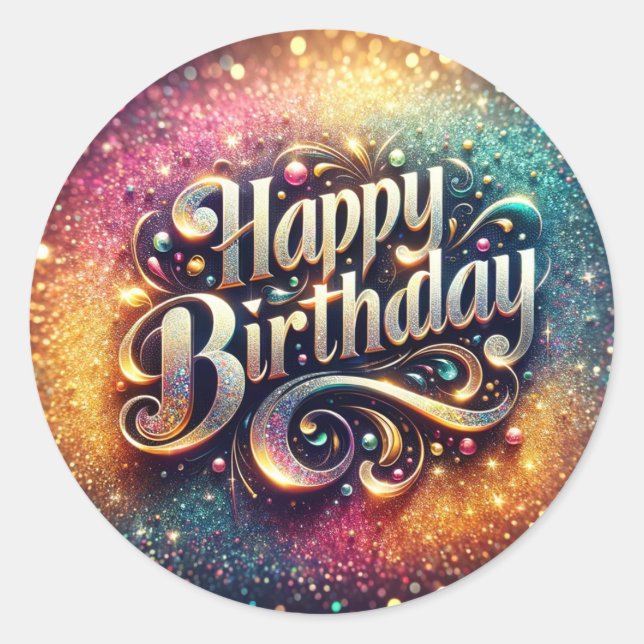 Adesivo Redondo Vinheta de aniversário (Frente)