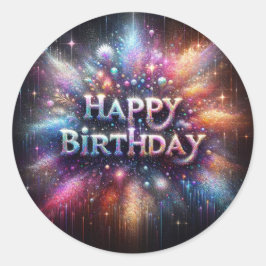 Adesivo Redondo Vinheta de aniversário